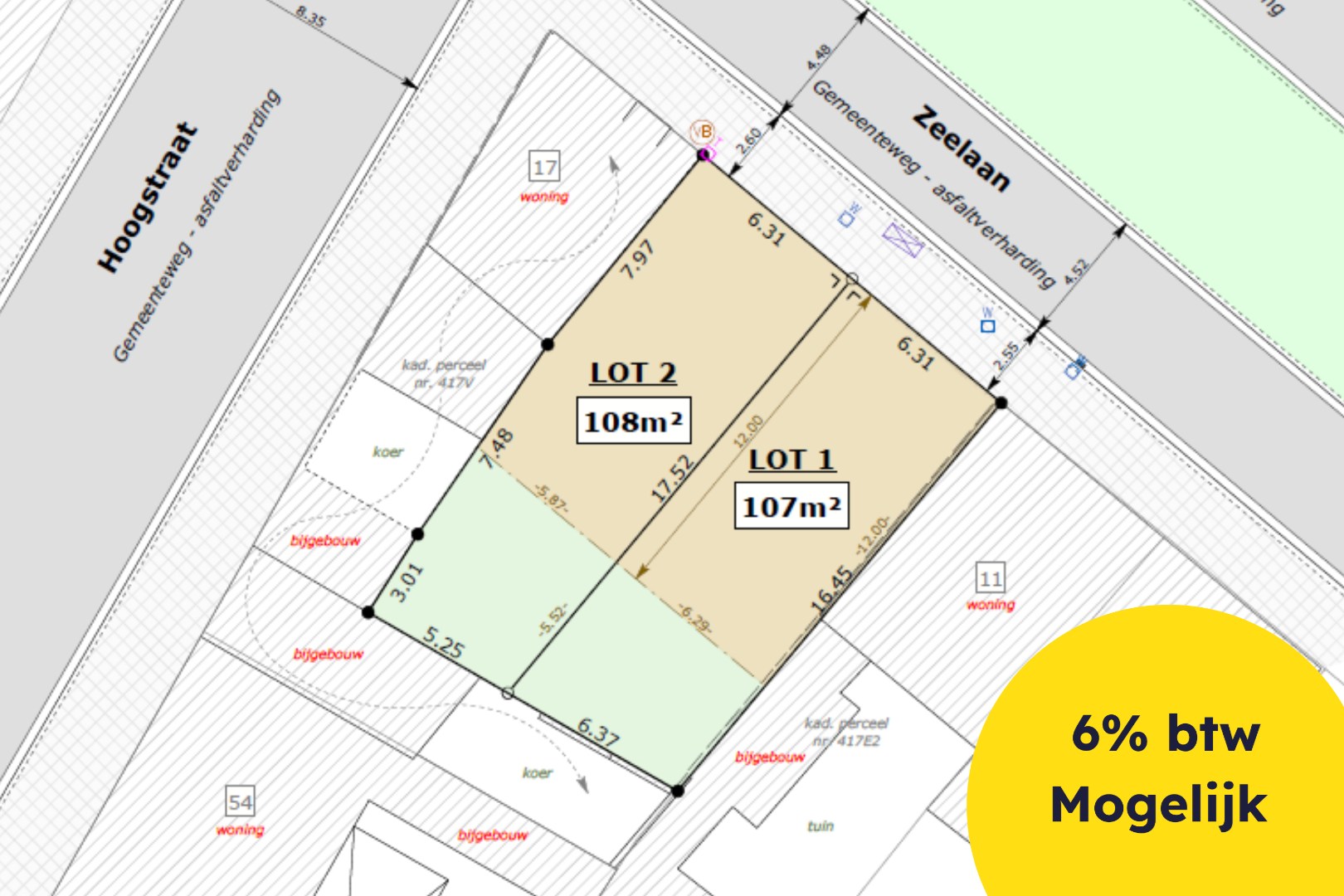 Unieke bouwgrond (107 m²) voor gesloten bebouwing te koop te Lombardsijde - foto 1