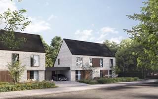In de Vlasschaard in Heule (Kortrijk) realiseert Dumobil in het nieuwbouwproject Lijsternest deze moderne halfopen nieuwbouw (lot 14) met zadeldak.Je...