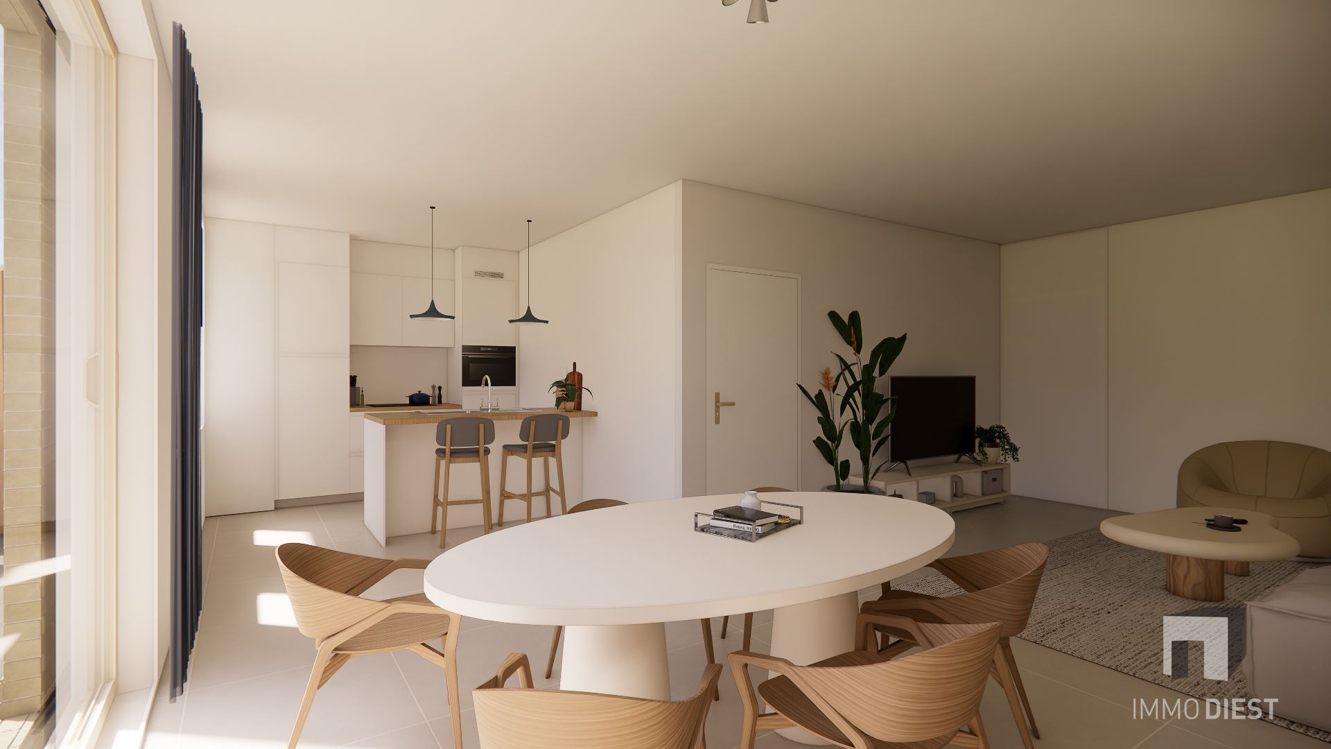 Gelijkvloers appartement met 2 slpks, tuin, terras en carport - foto 5