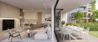 <p>Schitterend appartement met een prachtige tuin op de gelijkvloerse verdieping van een kleine residentie in villastijl. Ideale ligging nabij het centrum van Koksijde-Bad en op een boogscheut van het strand en de duinen. De ideale plaats om te verpozen en te genieten van rust en groen!</p>
<p>Dit eigendom omvat twee ruime slaapkamers, een moderne badkamer, een lichtrijke woonkamer bestaande uit een eetplaats en een zithoek, een luxueuze open keuken voorzien van alle toestellen, en een praktische berging met aansluiting voor wasmachine. Een zonneterras van maar liefst 41 m² en een prachtig aangelegde tuin (94 m!) maken het geheel compleet. Magnifieke afwerking met kwaliteitsmaterialen.</p>
<p>Privatieve kelder. Mogelijkheid tot aankoop afgesloten garagebox onder de residentie.</p>