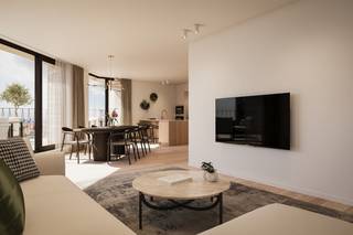 La résidence "<strong>Mond'eau</strong>" est un nouvel immeuble résidentiel situé à l'angle de la Sloepenlaan et de la Nieuwpoortlaan à La Panne, à quelques pas du front de mer et du centre animé de La Panne.<br />Le bâtiment élégant et moderne se compose d'une façade en briques durables qui sera combinée avec des terrasses en béton architectural équipées d'une balustrade en aluminium avec des barreaux, offrant une lumière optimale et un aspect intemporel. Il y a 2 propriétés commerciales, 34 appartements, qui sont tous des appartements résidentiels spacieux avec 1, 2 ou 3 chambres à coucher allant de 67 m<sup>2</sup> à 149 m<sup>2</sup>.<br />Tous les appartements sont dotés de vastes terrasses. Les deux penthouses, chacun avec 3 chambres à coucher, se distinguent par leurs terrasses spacieuses et leurs vues sur la mer.<br />Tous les appartements sont finis avec des matériaux de haute qualité et peuvent être adaptés en concertation avec vos propres goûts et souhaits, de sorte qu'ils répondent pleinement à vos attentes.<br />Au rez-de-chaussée et aux deux étages souterrains, de vastes locaux à vélos sont prévus ainsi que 40 garages, 10 places de parking, accessibles par ascenseur.<br />N'hésitez pas à demander plus d'informations afin de découvrir les différentes possibilités !