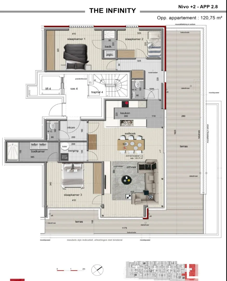 Luxe hoekappartement (120 m²) met 3 slpks, 2 badkamers en groot terras (67 m²) - foto 2
