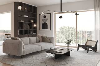 Dit hoekappartement van 99 m² met twee slaapkamers ligt op het zesde verdiep in residentie Oeverpoort en beschikt over een inkomhal met plaats voor een vestiairekast, een lichtrijke eet- en leefruimte, een open keuken, een praktische bergruimte, twee slaapkamers en een badkamer met een dubbele wastafel, toilet en ligbad. Daarnaast heeft het appartement ook een zuidoostelijk georiënteerd terras van 23 m².<br /><br />Het appartement is gelegen in de tweede fase van Liv de Molens, een succesvol residentieel nieuwbouwproject langs de Leie in het hart van Deinze. Liv de Molens noemen we een ‘vijf-minutenstad’, omdat u alles wat u dagdagelijks nodig heeft, op slechts vijf minuutjes wandelen terugvindt.<br /><br />Ook op het vlak van duurzaamheid scoort Liv de Molens bovengemiddeld. Een zeer laag energieverbruik wordt u gegarandeerd door geothermische warmtepompen met BEO-veld, vloerverwarming, fotovoltaïsche panelen en een balansventilatiesysteem type D met warmterecuperatie.<br /><br />Verlaagd BTW-tarief van 6% mogelijk op de volledige constructiewaarde, nu ook voor investeerders mits min. 15 jaar verhuur.<br /><br />Benieuwd? guillian@landbergh.be of 09 278 78 79