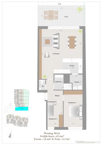 gelijkvloerse stapelwoning W0.6 met 2 slaapkamers en tuintje - foto 2