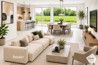 <strong>Hedendaags & Energiezuinig wonen met Groen uitzicht!<br /><br />DEZE WONINGEN KOMEN IN AANMERKING VOOR HET 6% BTW-TARIEF!</strong><br /><br />Percelen tussen de <strong>375 m<sup>2</sup> en 532 m<sup>2</sup> </strong>met een bewoonbaar oppervlak tussen de <strong>179 m<sup>2</sup> en 186 m<sup>2</sup></strong>.<br />Goede locatie nabij de autosnelweg en alle voorzieningen.<br />Maak vrijblijvend een afspraak op kantoor!<br /><br />De loten 3 en 4 bestaan uit 2 volwaardige bouwlagen met plat dak, uitgerust met garage en 4 slaapkamers.<br />De loten 1, 2, 5 en 6 bestaan uit twee bouwlagen met hellend dak en zijn eveneens voorzien van garage en <strong>4 slaapkamers.</strong> Hier kan desgewenst mits meerkost een <strong>vaste trap naar de zolder </strong>worden voorzien voor het inrichten van extra kamer(s).<br /><strong>Zonnepanelen en warmtepomp</strong> zijn inbegrepen in de prijs.<br />Zonder zorgen uitkijken naar je <strong>NIEUWE THUIS.</strong><br /><br /><strong>Zonnige tuin Zuid-West</strong> met prachtige uitzichten.<br /><br />Badkamer is uitgerust met dubbele lavabo, douche of ligbad.<br />Alle loten zijn op het verdiep voorzien van een apart toilet en berging. <br /><br /><u><strong>Indeling:</strong></u>
<ul>
<li>Inkom met gastentoilet;</li>
<li>Leefruimte met open keuken met zicht op de tuin;</li>
<li>Garage/berging;</li>
<li>Nachthal;</li>
<li>Apart toilet;</li>
<li><u><strong>4 slaapkamers;</strong></u></li>
<li>Badkamer met dubbele lavabo, douche of ligbad;</li>
<li>Berging/dressing;</li>
</ul>
<br /><u><strong>Troeven:</strong></u>
<ul>
<li>Regenwaterput 5000 liter;</li>
<li><strong>Vloerverwarming</strong>;</li>
<li>Warmtepomp;</li>
<li>Zonnepanelen;</li>
<li>Ventilatiesysteem D.</li>
</ul>
<br /><strong>De woningen worden afgewerkt conform het lastenboek, u heeft als koper veel inspraak bij afwerking.</strong>