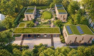 Woonerf Caerts Park is een uniek concept in Brasschaat waarbij 7 nieuwbouwwoningen worden ingepland in een parkomgeving, gelegen op de Lage Kaart ter hoogte van nummer 456, schuin over ons kantoor. De woningen beschikken over hun eigen privatieve tuinen in een parkomgeving. Het betreft 6 halfopen bebouwingen en 1 gesloten bebouwing. Vooraan het project bevindt zich de zone van autostaanplaatsen in de vorm van carports. De woningen hebben een strak en stijlvol uitzicht met een woonoppervlakte van ca 170 m², bestaande uit 3 slaapkamers en 2 badkamers. Het zijn zeer energiezuinige woningen waarbij de koper begeleid wordt in de keuzes van afwerking. Prijzen vanaf 650.000 euro (excl. BTW, registratierechten en notariskosten). Voor meer info: www.ressimmo.be - 03/650.04.50 - info@ressimmo.be