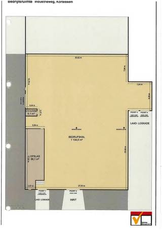 Totale oppervlakte: Een hal van 1.134 m², aangevuld met 88,1 m² extra opslagruimte.Het pand beschikt over maar liefst 5 poorten, waardoor laden en...