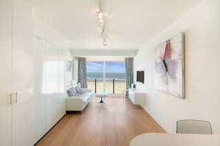 Deze instapklare studio bevindt zich op de vijfde verdieping van Residentie The Beach, met een prachtig zeezicht. <br /><br />Indeling:<br />De studio is recent volledig gerenoveerd met oog voor kwaliteit en afwerking. De leefruimte is voorzien van een parketvloer en biedt via een grote raampartij en balkon een frontaal zicht op zee en strand. De open leefruimte grenst aan een moderne, volledig ingerichte keuken met granieten werkblad, ingebouwde kookplaat, oven en spoelbak.<br />De badkamer is eveneens vernieuwd en beschikt over een inloopdouche en een wastafelmeubel; daarnaast is er een apart toilet. Ook de verwarmingsketel werd vervangen door een condenserende ketel.<br /><br />Bij de studio hoort een privatieve berging in de kelderverdieping, evenals een ruime gemeenschappelijke fietsenberging.<br /><br />Het gebouw zelf onderging recent een volledige gevelrenovatie, en werd ook uitgerust met een nieuwe lift.<br /><br />Mogelijkheid tot aankoop van een gesloten garagebox (€75.000) onder het Stübbenpark, op 50 meter van de residentie.<br /><br />Wenst u meer informatie of een bezoek ter plaatse? Contacteer ons gerust, wij leiden u graag rond.