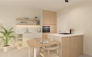 Bij het betreden van het appartement komt u terecht in een lichtrijke en aangename leefruimte met een open, volledig uitgeruste keuken. De...