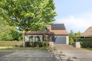 Rustig gelegen, goed onderhouden villa met 4 slaapkamers op een perceel van 761 m². Indeling: inkom met gastentoilet en bergruimte, zonnige living met aansluitend een ruime veranda die voorzien is van een zonneluifel, ingerichte keuken, koele berging en een grote garage met automatische poort. Verdieping: 4 ruime slaapkamers en een vernieuwde badkamer uitgerust met een dubbele lavabo, ligbad en inloopdouche. Grote bergzolder over de volledige woning. Aangelegde, afgesloten zuid-west geörienteerde tuin. Alle ramen beschikken over rolluiken, in de living is een houtcassette en een warmtepomp voorzien, evenals in de grootste slaapkamer. De elektriciteit is conform en in 2022 werden 34 zonnepanelen geplaatst.