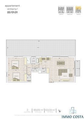 Met trots stellen we Residentie “Eclips” aan u voor, een stijlvol en modern woonproject gelegen in de IJzerlaan te Middelkerke.De residentie bestaat uit 3 gebouwen met 32 appartementen en 2 kelderverdiepingen met 102 garages. Het project bevindt zich op wandelafstand van het centrum en de zeedijk. Die bijzondere troeven prikkelden de architect om hier een weldoordacht en kwalitatief nieuwbouwproject op te trekken. In Residentie ”Eclips” speelt de architect met kleuren, contrasten en duurzame materialen waardoor de uitstraling perfect past in het straatbeeld en er tegelijk een tijdloze uitstraling wordt gecreëerd.De energiezuinige nieuwbouwappartementen beschikken over 1, 2 of 3 slaapkamers. In de kelderverdieping zijn naast de garages ook nog private kelderbergingen voorzien alsook een vuilnisberging en fietsenberging. Bij het ontwerp van de appartementen staan kwaliteit en comfort voorop. Er wordt veel aandacht besteed aan de praktische indeling en privacy.Door elk appartement te voorzien van voldoende glaspartijen kan men genieten van veel lichtinval, wat de kwaliteit van het wooncomfort verhoogt. De gelijkvloersappartementen beschikken over terrassen en tuinen.Tevens is de residentie zeer vlot bereikbaar en kan u genieten van de ruime parkeermogelijkheden in de straat. De gezellige drukte tijdens de zomermaanden, de brede zeedijk op 350m en het mooie strand, ... liggen allemaal binnen handbereik.