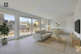 Ben jij opzoek naar een appartement waar ligging, ruimte en comfort centraal staat? <br /><br />In de Residentie Sint-Maertens Veld vindt u dit prachtig nieuwbouwappartement op het gelijkvloers met een bewoonbare oppervlakte van 99 m². Het appartement beschikt over 2 ruime slaapkamers, een lichtrijke leefruimte met keuken en een aangename tuin met terras, ideaal om in alle rust te genieten.<br /><br />Dankzij de centrale ligging in Emelgem (Izegem) geniet u van een vlotte verbinding naar winkels, scholen en belangrijke invalswegen.<br /><br />Het appartement heeft volgende indeling: <br /><br />- Lichtrijke leefruimte<br />- Keuken voorzien van koelkast, kookplaat ( inductie), dubbele spoelbak, oven en dampkap<br />- 2 slaapkamers<br />- Badkamer met lavabo en inloopdouche<br />- Berging met aansluiting voor wasmachine <br />- Tuin ( west gericht)<br /><br />Daarnaast zijn er ook fietsenstallingen en staanplaatsen aanwezig. <br /><br />Kenemerken: <br />- Rustig doch centraal wonen<br />- Kwalitatief wonen<br />- Kleinschalige residentie<br />- Veel lichtinval door de grote raampartijen<br /><br /><br />Ben jij ook benieuwd naar dit appartement met al zijn troeven in Emelgem, Izegem? Contacteer mij snel om een bezoek in te plannen!<br /><br />Deze AI-visualisaties zijn bedoeld als inspiratie. Er werd geen rekening gehouden met technische specificaties, stedenbouwkundige voorschriften of de concrete mogelijkheden tot realisatie.