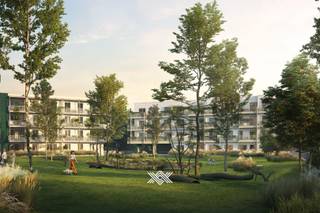 Dit doorzon appartement van 99m² beschikt over een inkomhal met een gastentoilet, een lichtrijke eet- en leefruimte met een open keuken en toegang...