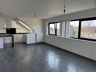 Sunny rooftop apartment with 1 bedroom, living room with open kitchen, bathroom, storage room, basement, sun terrace and bike storage.