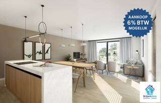 Begin 2026 start RDS met de bouw van vier energiezuinige woningen. Reeds 25% verkocht, snel zijn is dus de boodschap!
Aan de Koningin Astridlaan stellen wij met trots LOT 4 voor: een halfopen woning op een perceel van 712 m² met ca. 194m² bewoonbare oppervlakte. (gelijkvloers 89m2, verdieping 67m2 en zolder 38m2) Er wordt een vaste trap naar de zolder voorzien waardoor er nog een slaapkamer/hobbykamer kan worden gemaakt. Bij binnenkomst verwelkomt een ruime inkomhal met gastentoilet u. De lichtrijke living met open keuken vormt het hart van de woning, waar grote raampartijen zorgen voor een warme connectie met terras en tuin. De ideale plek om heerlijk te onthaasten! Op de eerste verdieping vindt u drie slaapkamers, waaronder een masterbedroom met dressing. De badkamer beschikt over zowel ligbad als douche en er is een afzonderlijk toilet. Via de vaste trap bereikt u de zolderverdieping, ideaal voor uitbreiding. Een inpandige garage met achterliggende berging maakt het plaatje compleet. Deze woning wordt gebouwd als BEN-woning (E-peil <20) en is uitgerust met lucht-water warmtepomp, vloerverwarming, actieve koeling, ventilatiesysteem D en zonnepanelen. Afwerking met hoogwaardige materialen: zwart aluminium buitenschrijnwerk, 60x60 vloertegels, stijlvolle faïence en ruime budgetten voor keuken en sanitair Prijs: € 599.500, excl. kosten (registratie, notaris, btw, nutsvoorzieningen, taksen en landmeter).
Ontdek deze woning samen met Briljantimmo! We bespreken graag de mogelijkheden.