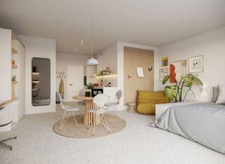 Nieuwe studio's in Stad Brussel, beantwoord nu de gigantische vraag aan studentenkoten (+95.000 voor 2030) met rendementen van +3%. Gelegen op slechts 300m van metro Rogier. Future Proof EPC geschat A/B met een collectieve warmtepomp (lucht/lucht), zonnepanelen. Studio van ±29m² met eigen badkamer, eigen keuken en zelf een bureau. Gemeenschappelijke kosten geschat ± 55 €/maand. meer informaties : 02.340.24.73 - new@trevi.be. Bezoek ook de website van het project : www.blvd10.trevi.be
