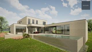 De villa is reeds in opbouw dus kan perfect bezichtigd worden!De villa kan volledig worden afgewerkt met het vooropgesteld interieur, of kan nog in...