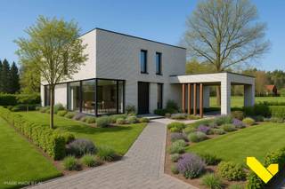 Energiezuinige nieuwbouwwoning, naar eigen smaak af te werken!<br /><br />Deze ruime nieuwbouw villa biedt u de unieke kans om de afwerking volledig naar uw eigen smaak te realiseren. Zowel wat betreft de vloeren, keuken, badkamer, trap en andere details, alles kan aangepast worden naar uw wensen.<br /><br />Indeling:<br />• Leefruimtes: De woning beschikt over een zeer ruime woonkamer, die perfect is voor zowel gezellige avonden als grotere bijeenkomsten. De open keuken zorgt voor een naadloze overgang naar de eet- en zitplaats, waar u volop kunt genieten van licht en ruimte, dankzij de grote raampartijen. De keuken staat direct in verbinding met een handige bijkeuken en berging. Ideaal voor extra opslag en het creëren van een functionele werkruimte. Tevens op het gelijkvloers is er een aparte bureauruimte.<br />• Terras: Vanuit de woonkamer heeft u toegang tot een overdekt terras, wat het mogelijk maakt om het hele jaar door van het buitenleven te genieten.<br />• Verdieping: Op de verdieping bevinden zich drie zeer ruime slaapkamers, waarvan de masterbedroom is voorzien van een ensuite dressing en een luxe badkamer. Deze is uitgerust met een voorziening voor een bad, een inloopdouche, een dubbele wastafel en toilet. Daarnaast is er een tweede, volledig uitgeruste badkamer met voorziening voor een inloopdouche en wastafel.<br />• Kelder: De woning is volledig onderkelderd. <br /><br />Extra troeven:<br />• Zonovergoten tuin <br />• Ruime oprit met carport<br />• E-peil <20<br />• Vloerverwarming met warmtepomp, zonnepanelen, airco en ventilatie<br />• Winddicht opgeleverd<br />
<p><strong><span>Prijsinformatie:<br /></span></strong>De geadverteerde prijs is <strong>exclusief btw en kosten.</strong><br />De geadverteerde prijs <strong>inclusief 21% btw</strong> maar <strong>exclusief</strong> notariskosten bedraagt <strong>840.950 euro</strong>.</p>
Deze villa is een echte parel die u de vrijheid biedt om hem helemaal naar uw eigen smaak en wensen af te werken.<br />Bel ons voor een bezichtiging op 014 58 02 08.