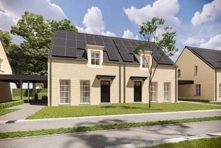 <p><strong>Lot 4 is een halfopen bebouwing op een perceel van 240 m² en heeft een bewoonbare oppervlakte van 127 m². De gelijkvloerse verdieping beschikt over een ruime leefruimte met een open keuken, een berging en een gastentoilet . Vanuit de keuken is er directe toegang tot het terras en de privétuin. Op de eerste verdieping bevinden zich drie ruime slaapkamers en een badkamer, voorzien van een ligbad, douche, dubbel lavabomeubel en toilet. De woning heeft een vlizo-trap naar de zolderruimte. Buiten is er nog een mooi aangelegde tuin en carport.<br /><br />Vindeling – Rustig wonen in het hart van Wechelderzande</strong></p>
<p><strong>Ontdek Vindeling, een charmant nieuwbouwproject met 23 energiezuinige woningen gelegen aan de gelijknamige weg Vindeling te Wechelderzande. Deze weg is een nieuwe zijstraat van de Kerkepad in een autoluwe omgeving.</strong> Deze tweede fase omvat 12 stijlvolle nieuwbouwwoningen die de perfecte balans vinden tussen hedendaagse elegantie en klassieke accenten. De klassieke geveldetails, gecombineerd met een moderne indeling en duurzame technieken, creëren een warm en tijdloos geheel. Dit nieuwbouwproject is gelegen in een kindvriendelijke buurt met veel openbaar groen en is ontworpen met oog voor comfort, ruimte en levenskwaliteit.</p>
<p><strong>Samenvatting</strong></p>
<p>Het nieuwbouwproject Vindeling bestaat in de eerste fase uit 11 en in de tweede fase uit 12 energiezuinige nieuwbouwwoningen. Elke woning telt 3 slaapkamers en biedt een bewoonbare oppervlakte tussen 126 m² en 131 m². De perceelsoppervlaktes variëren van 193 m² tot 407 m², wat elke woning een mooie buitenruimte garandeert. Elke woning beschikt bovendien over een private tuin en een carport of inpandige garage.</p>
<p><strong>Mooi wonen in Wechelderzande</strong></p>
<p>Vindeling ligt in de omgeving van de Kerkepad in Wechelderzande, een ideale locatie voor gezinnen. De wijk is kindvriendelijk en omringd door het groen. Bovendien bevinden winkels, scholen, kinderopvang en de lokale jeugdbeweging zich op wandelafstand. Dankzij de nabijheid van belangrijke voorzieningen geniet je hier van het comfort van een centrale ligging, zonder in te boeten op rust en ruimte.</p>
<p><strong>Ruimte &amp; comfort</strong></p>
<p>Elke woning beschikt over drie volwaardige slaapkamers en een badkamer met ligbad, aparte douche, dubbel lavabomeubel en toilet. De open leefruimte met zithoek, eetruimte en volledig ingerichte keuken vormt het hart van de woning en sluit naadloos aan op de aangelegde tuin. Grote raampartijen zorgen voor een overvloed aan natuurlijk licht en creëren een aangename woonbeleving.</p>
<p>Afhankelijk van het woningtype beschik je over een carport of een inpandige garage met extra bergruimte. De afwerking is kwalitatief en doordacht, met ruime keukeninrichting en moderne technieken die bijdragen aan het dagelijks wooncomfort.</p>
<p><strong>Duurzaamheid en energiezuinigheid</strong></p>
<p>De woningen van nieuwbouwproject Vindeling zijn bijna-energieneutraal (BEN) met een maximaal E-peil van 10. Ze zijn uitgerust met een lucht-water warmtepomp, vloerverwarming en zonnepanelen, wat zorgt voor een aanzienlijke besparing op je energiefactuur. Ook aan duurzaam watergebruik is gedacht: regenwater wordt gerecupereerd voor toiletspoeling, buitenkraan en mogelijks wasmachine.</p>
<p>Met deze duurzame en toekomstgerichte keuzes woon je niet alleen energiezuinig, maar ook comfortabel en milieubewust.</p>
<p><strong>Beschermd als koper</strong></p>
<p>De verkoop van Vindeling geschiedt onder de <strong>Wet Breyne</strong>. Dit garandeert de koper uitgebreide bescherming en ontneemt alle risico’s. Je betaalt in schijven naarmate de werken vorderen, wat zorgt voor financiële gemoedsrust tijdens het bouwproces.</p>