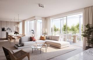 Geniet van ruimte, licht en comfort in deze moderne appartementen met drie slaapkamers. De grote ramen zorgen voor een overvloed aan natuurlijk licht en bieden een fraai uitzicht. De ruime leefruimte met moderne open keuken is perfect voor ontspannen momenten en gezellige samenkomsten. De drie royale slaapkamers en de smaakvolle badkamer maken dit appartement ideaal voor gezinnen of iedereen die extra leefruimte waardeert. Het privéterras nodigt uit om te genieten van het buitenleven. Een harmonie van luxe, comfort en een warme sfeer wacht op jou!