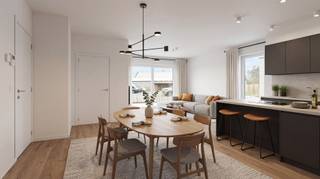 In het stijlvolle nieuwbouwproject Residentie Albert &amp; Jerome – ontwikkeld door Kub en ontworpen door wielfaertarchitecten – ontdek je dit energiezuinige gelijkvloers appartement van 89 m² met 2 slaapkamers en een royale buitenruimte van 65 m² (terras + tuintje).<br /><br />De grote raampartijen zorgen voor een overvloed aan daglicht in de leefruimte, die vlot aansluit op de open keuken. Via het schuifraam bereik je het zuidwestgerichte terras en de privatieve tuin – een echte meerwaarde voor wie houdt van buitenleven. Verwarming én koeling via geothermie garanderen een comfortabel binnenklimaat in elk seizoen, met een minimaal energieverbruik.<br /><br />Indeling: Inkomhal met vestiaire, lichtrijke leefruimte met open keuken, praktische berging/wasplaats, gastentoilet, 2 volwaardige slaapkamers, badkamer met inloopdouche en dubbele wastafel en een zuidwestgericht terras en tuin (65 m²)<br /><br />Troeven:<br />*Geothermische verwarming én koeling – energiezuinig en fluisterstil<br />*Hoogwaardige afwerking naar keuze<br />*Laatste garage beschikbaar of keuze uit verschillende autostaanplaatsen<br />*Fietsplaatsen inbegrepen in de aankoop<br />*Mogelijkheid tot aankoop van een extra (privatieve) berging<br /><br />Rustige, doch centrale ligging nabij winkels, scholen en openbaar vervoer<br /><br />Een unieke combinatie van duurzaam wonen, hedendaagse architectuur en maximaal comfort.<br /><br />📩 Vraag uw bezoek aan via tom@immoroba.be of telefonisch via 0497/85.80.52.