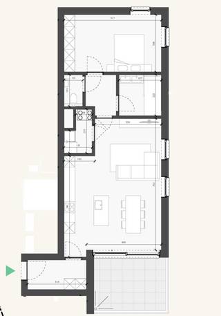 <strong>INDELING<br /></strong>Dit appartement beschikt over een lichtrijke leefruimte met open keuken en toegang tot het ruime terras. Verder telt dit appartement 1 slaapkamer, een badkamer, apart toilet en berging.<br /><br /><strong>BIJZONDERHEDEN</strong><br />Ondergrondse parking en berging zijn niet inbegrepen in de verkoopprijs.<br />Dankzij de moderne en hedendaagse technieken wordt het zeer energiezuinig en duurzaam wonen.<br /><br /><strong>POSITIEVE ASPECTEN<br /></strong>Nieuwbouw<br />Energiezuinig<br />Kwalitatieve materialen<br />Groene ligging met eigen parktuin<br />Vlakbij "Domein de Renesse"