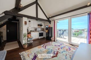 Deze instapklare penthouse is gelegen op de derde verdieping in de IJzerlaan in Middelkerke, op een aangename locatie vlak bij het centrum. Dankzij de recente renovaties, de ruime indeling en de uitzonderlijke buitenruimtes is dit een ideale woonst als vaste verblijfplaats, tweede verblijf of investering.<br /><br />Het appartement beschikt over een lichtrijke leefruimte, een ruime slaapkamer en is instapklaar, waardoor u zonder zorgen onmiddellijk kunt intrekken.<br /><br />De absolute blikvanger van deze penthouse is het gigantische zonnige terras met open zicht, waar u in alle rust kunt genieten van de buitenlucht.<br /><br />Er geld geen renovatieverplichting (EPC C) en de elektriciteit is conform gekeurd.<br /><br />De combinatie van de recente verbeteringswerken, het royale terras en de centrale ligging maakt van deze penthouse een unieke opportuniteit in Middelkerke.<br /><br />Voor meer informatie of een bezoek kunt u contact opnemen met Inti via inti@immofrancois.be of 0499 74 89 74.<br /><br />In het gebouw is geen lift aanwezig. <br /><br />