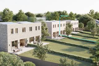 Deze woning telt 3 ruime slaapkamers, een aangenaam leefterras met tuin en een bureauruimte op het gelijkvloers. Door de grote raampartijen aan...