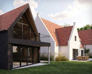 Unieke villa met notariskantoor , garagecomplex en opslagruimte een vijver en een perceel van 6.300 m² – Centrum Woumen.Woumenweg 260–262Architect:...