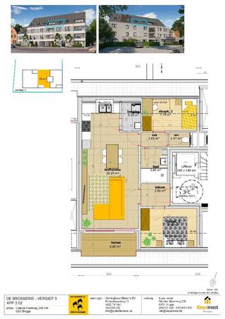 Sint Andries: instapklaar appartement gelegen op de derde verdieping in het nieuwbouwproject DE BROSSERIE, met goede bereikbaarheid voor het...