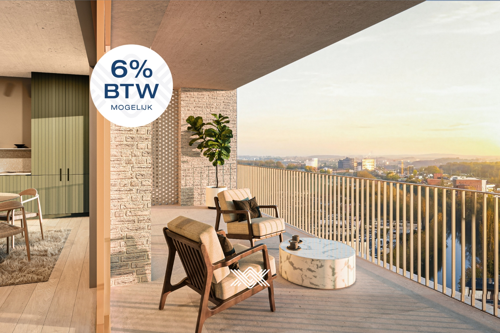 Tweeslaapkamerappartement met terras en zicht op de Leie - foto 1